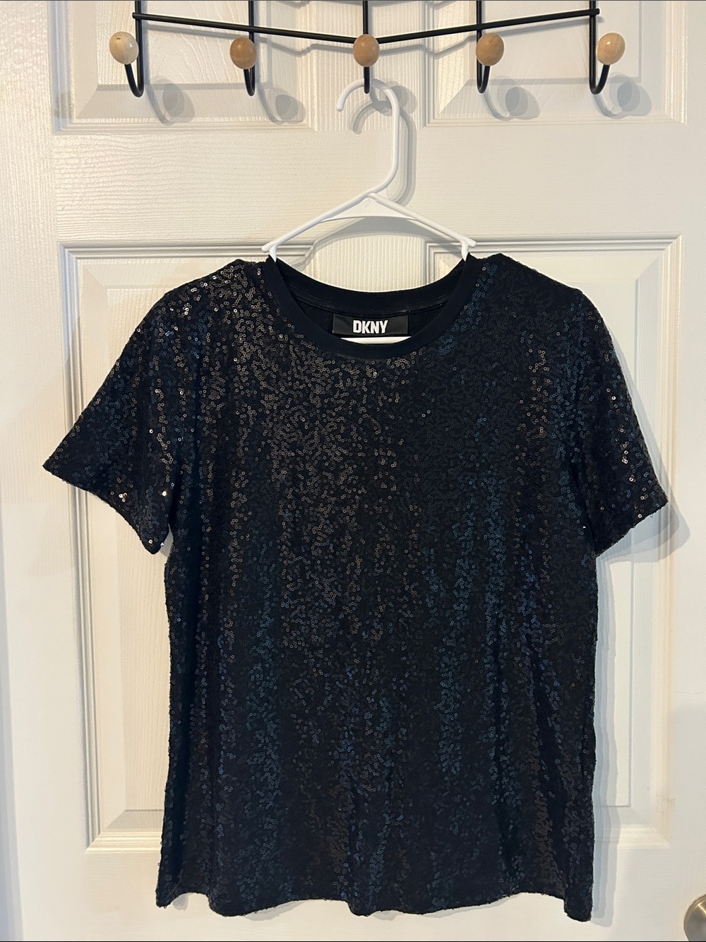 DKNY Black Sequin Short-Sleeve Tee